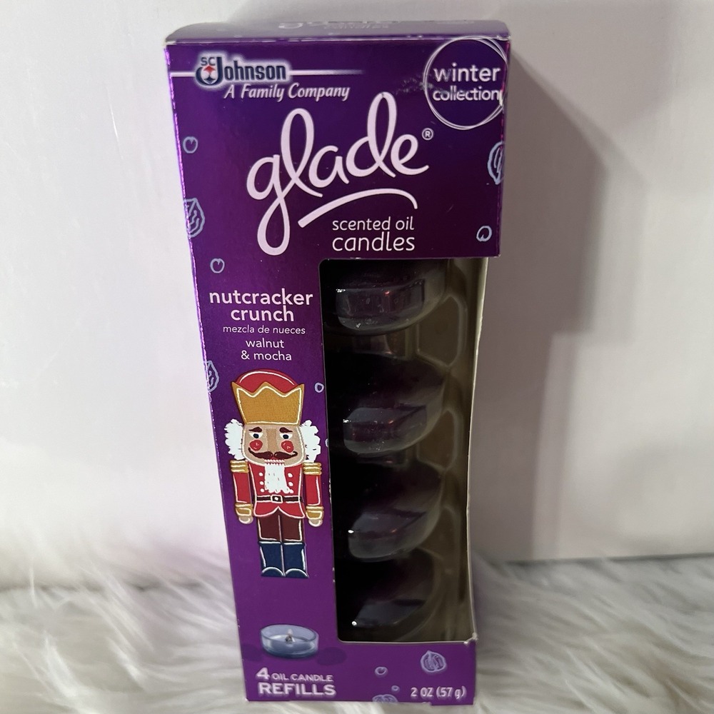 4 Glade Scented Oil Candle Refills‎ Nutcracker Crunch Walnut Mocha Retired NOS